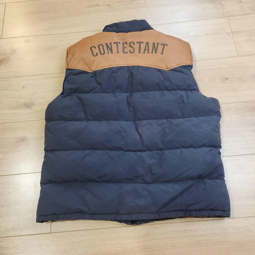 Wrangler 2014 NFR Contestant Vest Mens XL Blue Quilted Puffer Western Rodeo